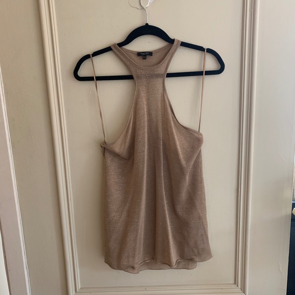 Never worn Sexy Gold Metallic halter style tank top (XL)